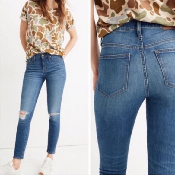 Madewell Curvy High Rise Skinny Crop Jeans in Delmar Distressed Wash, Size 26 - Picture 2 of 11